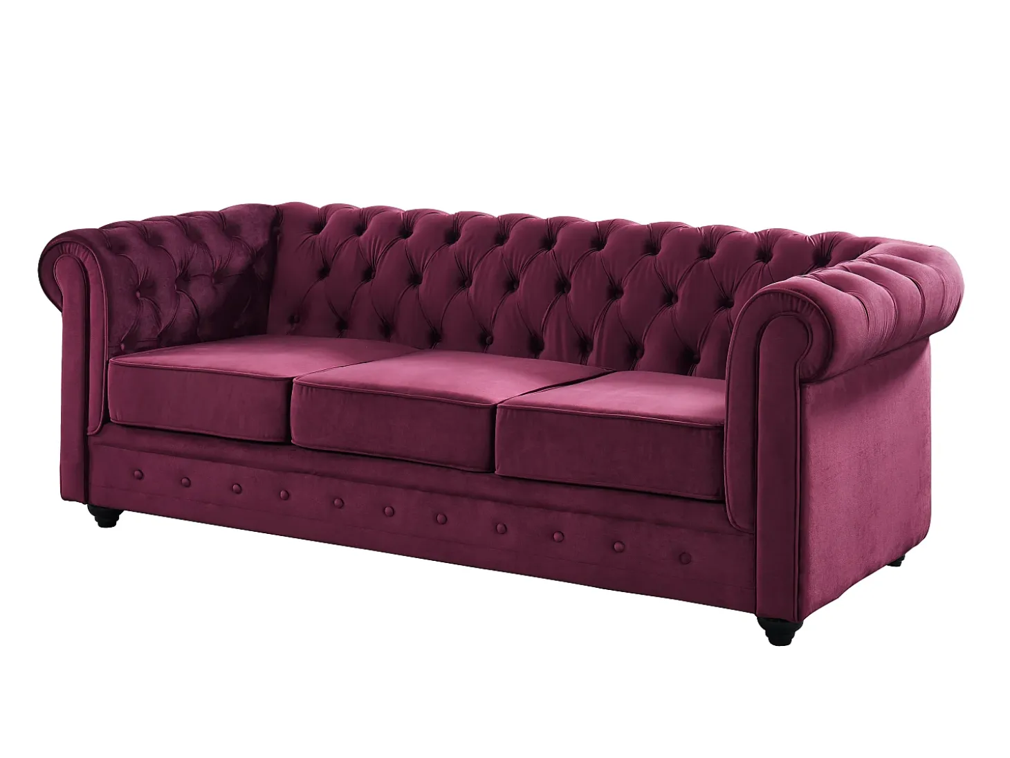Sofás de 3 lugares e 2 lugares em veludo roxo CHESTERFIELD