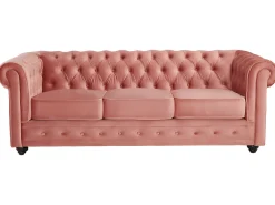 Sofás de 3 lugares e 2 lugares em veludo cor-de-rosa pastel CHESTERFIELD