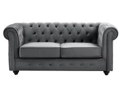 Sofás de 3 lugares e 2 lugares em veludo antracite CHESTERFIELD