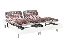 Sommier articulado 2 x 48 terminais déco madeira branco da YSMÉE - 2 x 70 x 190 cm