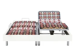 Sommier articulado 2 x 48 terminais déco madeira branco da YSMÉE - 2 x 70 x 190 cm