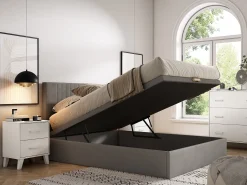 Sommier baú 140 x 190 cm - Tecido cinza - CENOVAS da YSMÉE