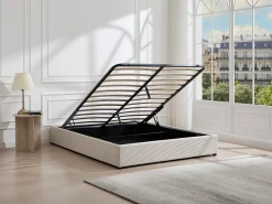Sommier caixa 160 x 200 cm queen size em veludo cotelê Bege - FIRMEO de YSMÉE