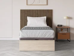 Sommier com arrumação e gaveta 90x200 cm natural claro - HESTIA de YSMÉE