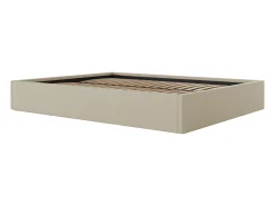 Sommier com arrumação em tecido bouclé 140x190 cm bege - PONTOS de YSMÉE