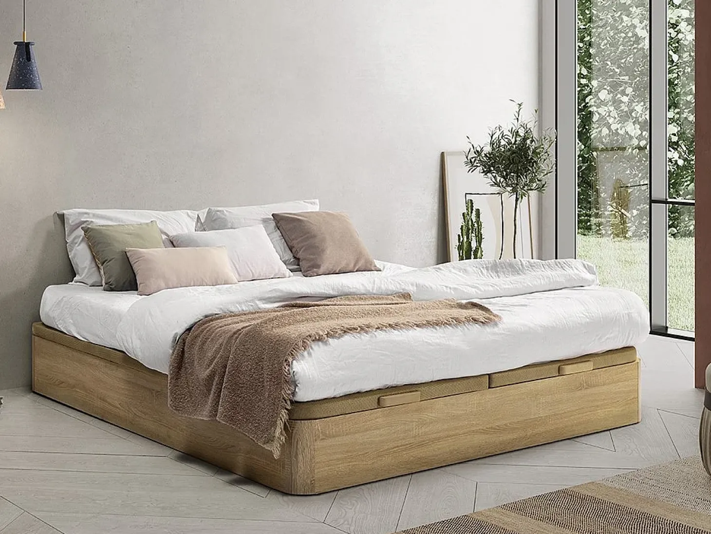 Sommier com espaço de arrumação HESTIA YSMÉE - Natural claro - 180 x 200 cm