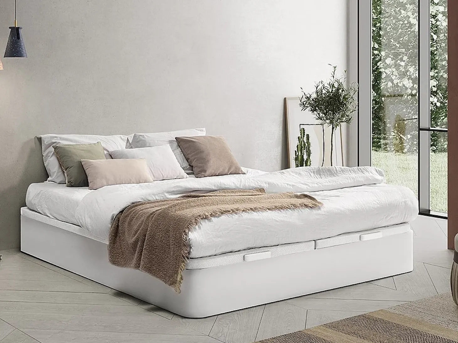 Sommier com espaço de arrumação HESTIA YSMÉE - Branco mate - 180 x 200 cm