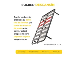 Sommier com estrado de ripas e pés 105x200 cm | Silencioso