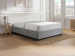 Sommier com gavetas 140 x 190 cm tecido Cinzento - Com pés - KOLANE de YSMÉE