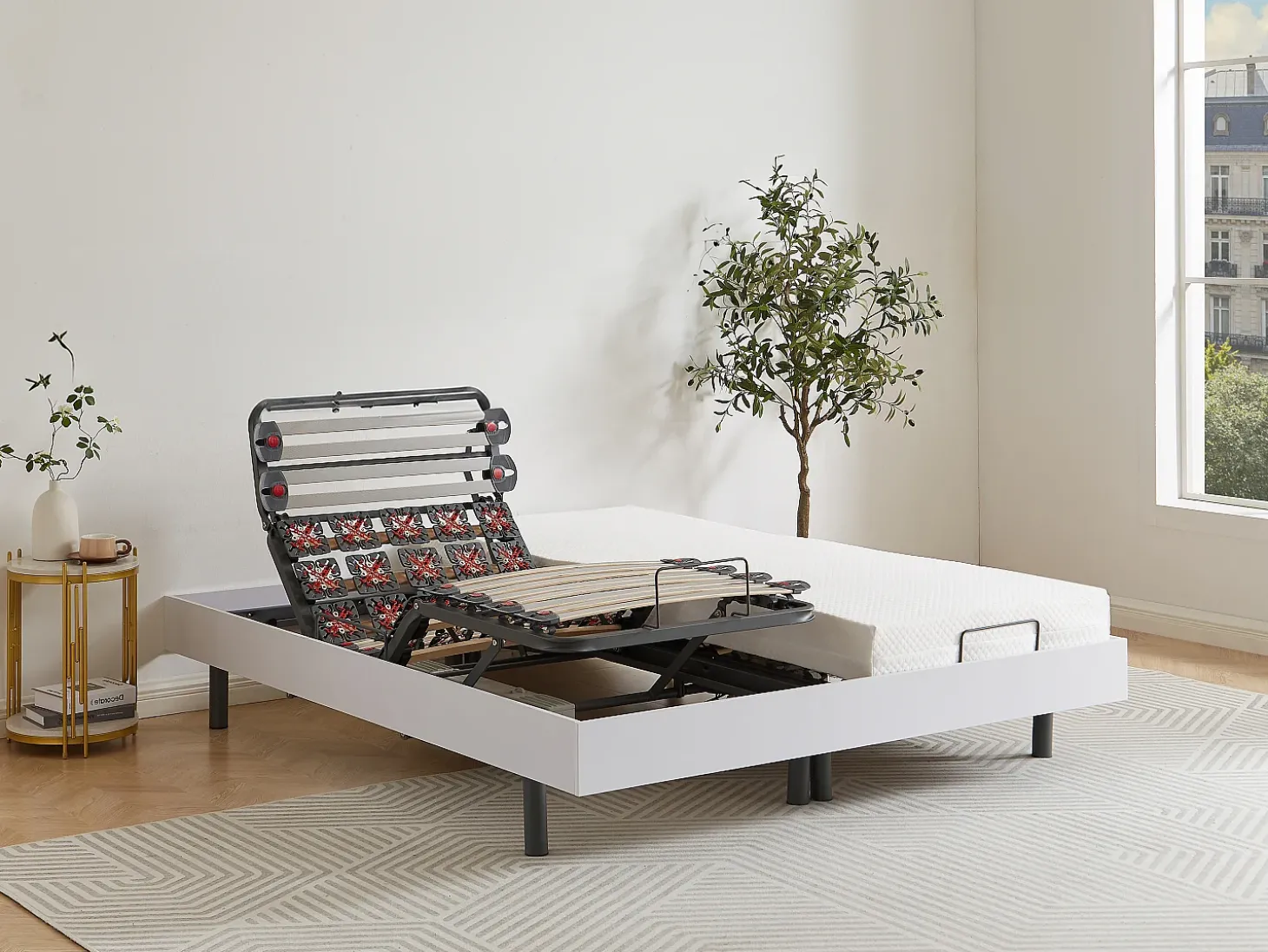 Sommier de relaxamento com ripas e placas OKIN - branco - 2 x 90 x 200