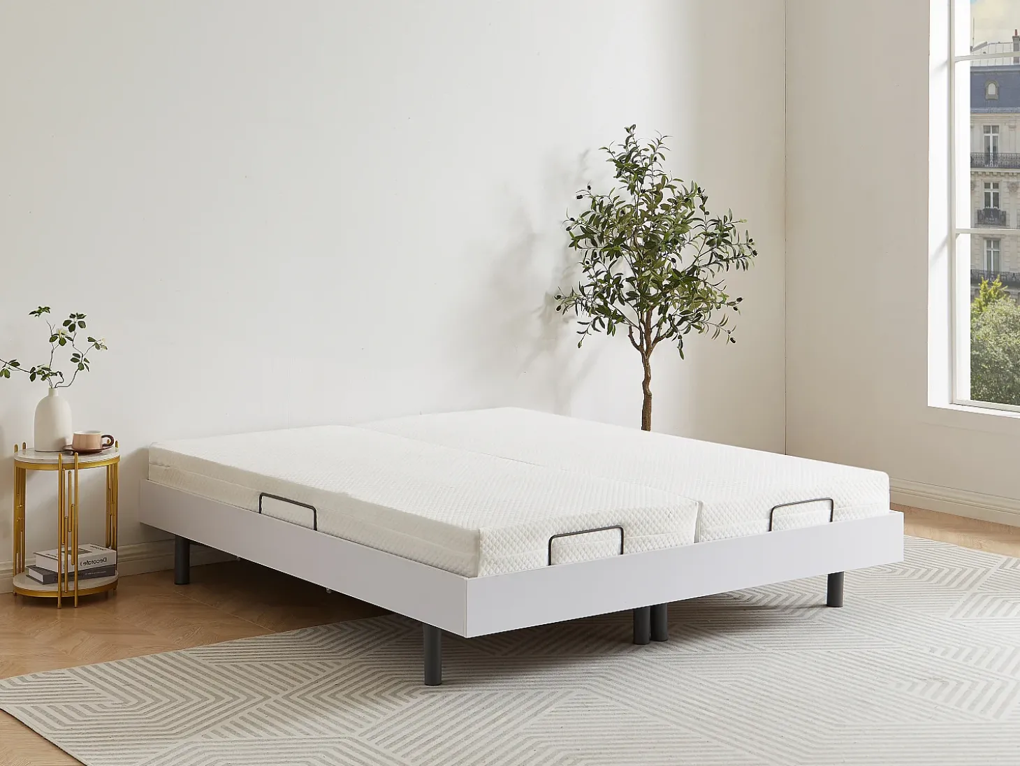 Sommier de relaxamento com ripas e placas OKIN - branco - 2 x 90 x 200