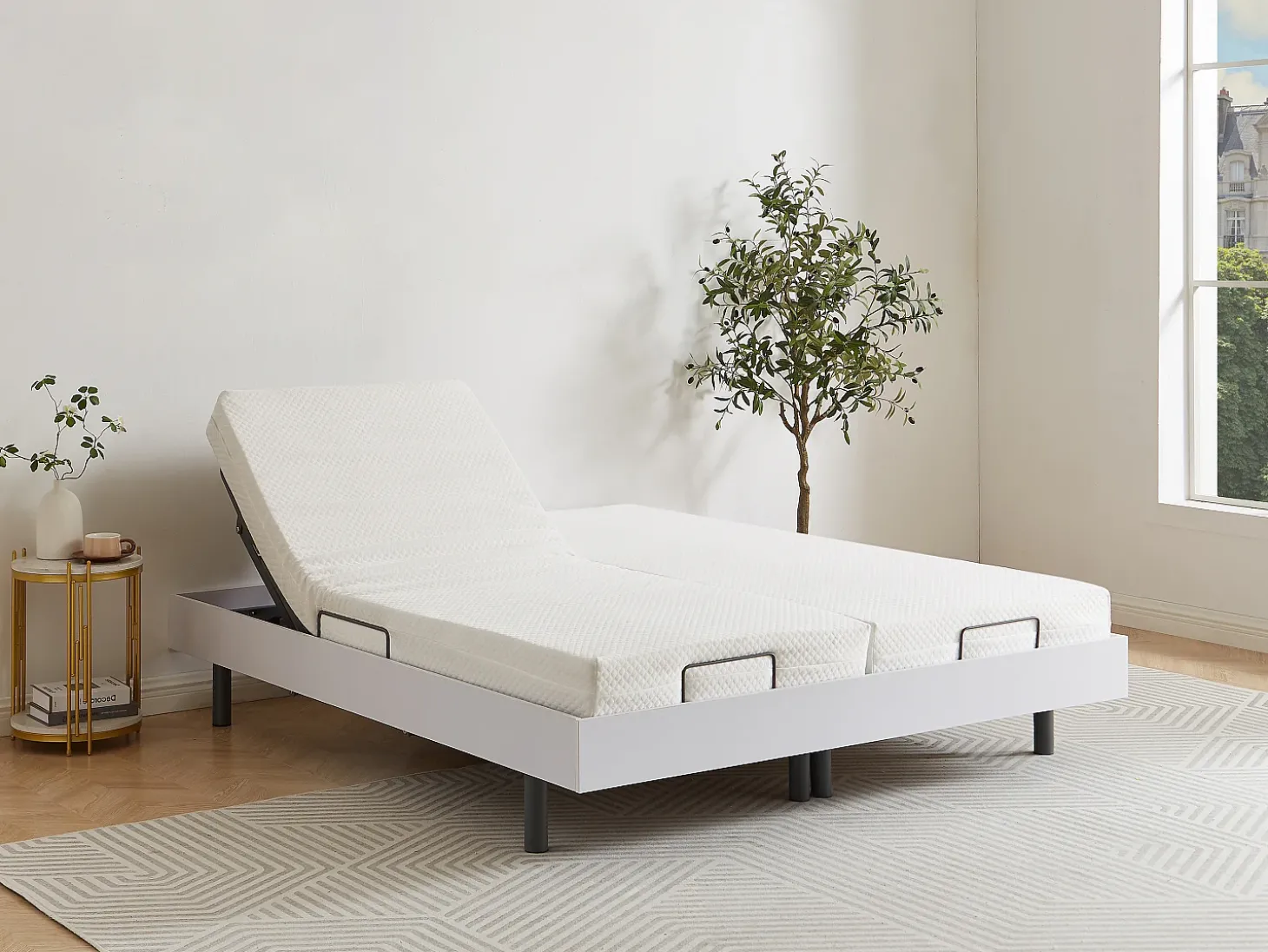 Sommier de relaxamento com ripas e placas OKIN - branco - 2 x 90 x 200