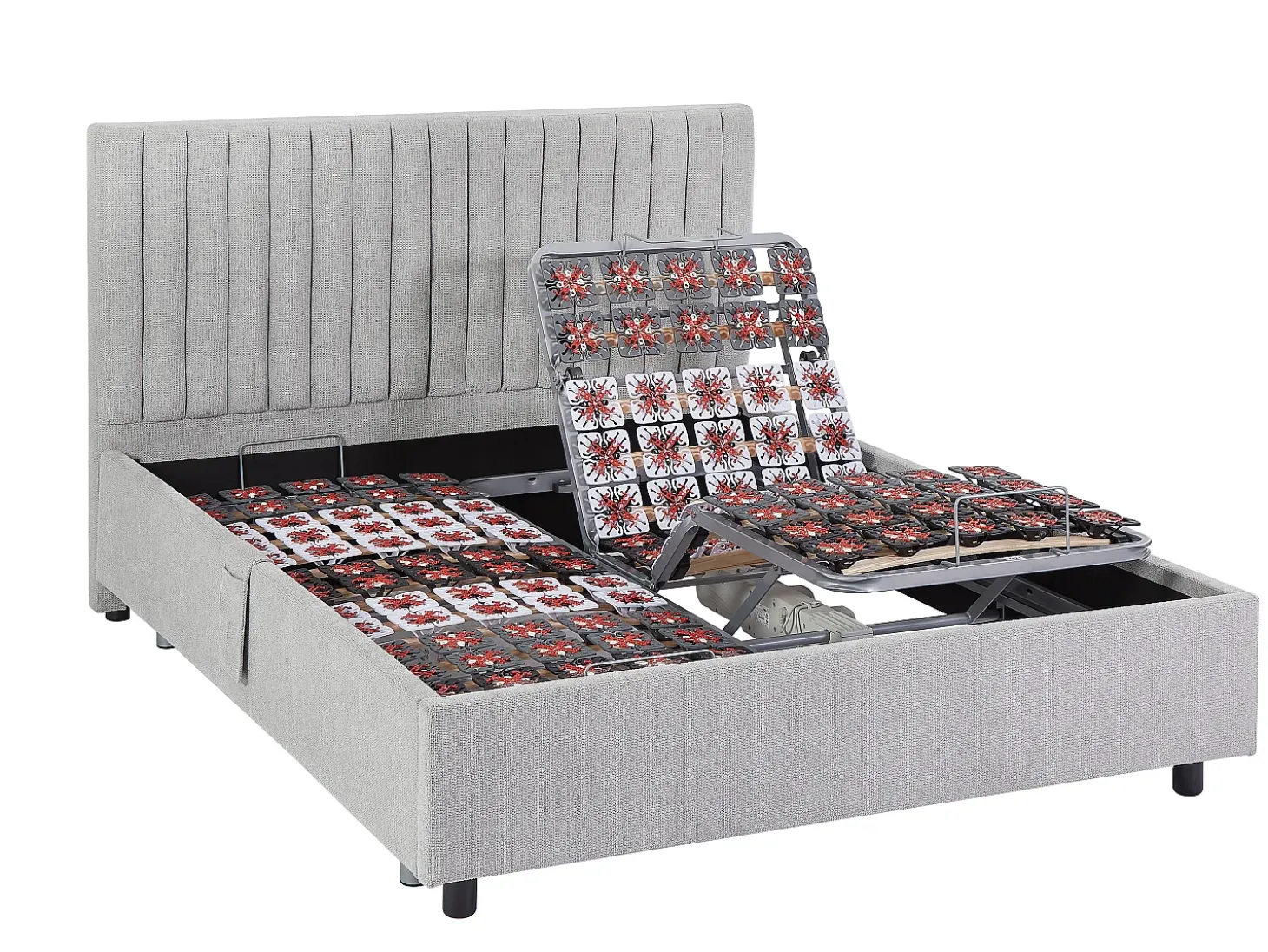 Sommier decorativo elétrico articulado 2x65 terminais, 2x80x200 cm cinza - NALU da DREAMEA