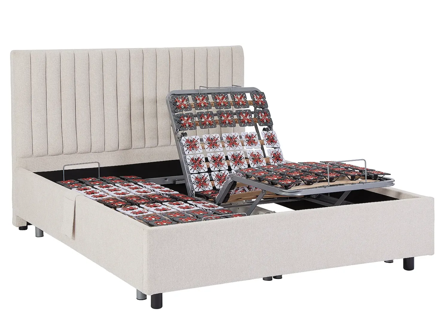 Sommier decorativo elétrico articulado 2x65 terminais, 2x80x200 cm bege - NALU da DREAMEA