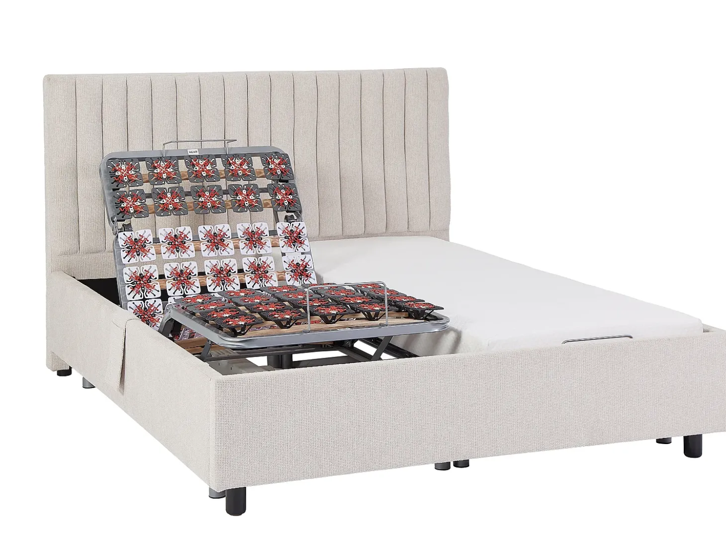 Sommier decorativo elétrico articulado 2x65 terminais, 2x80x200 cm bege - NALU da DREAMEA