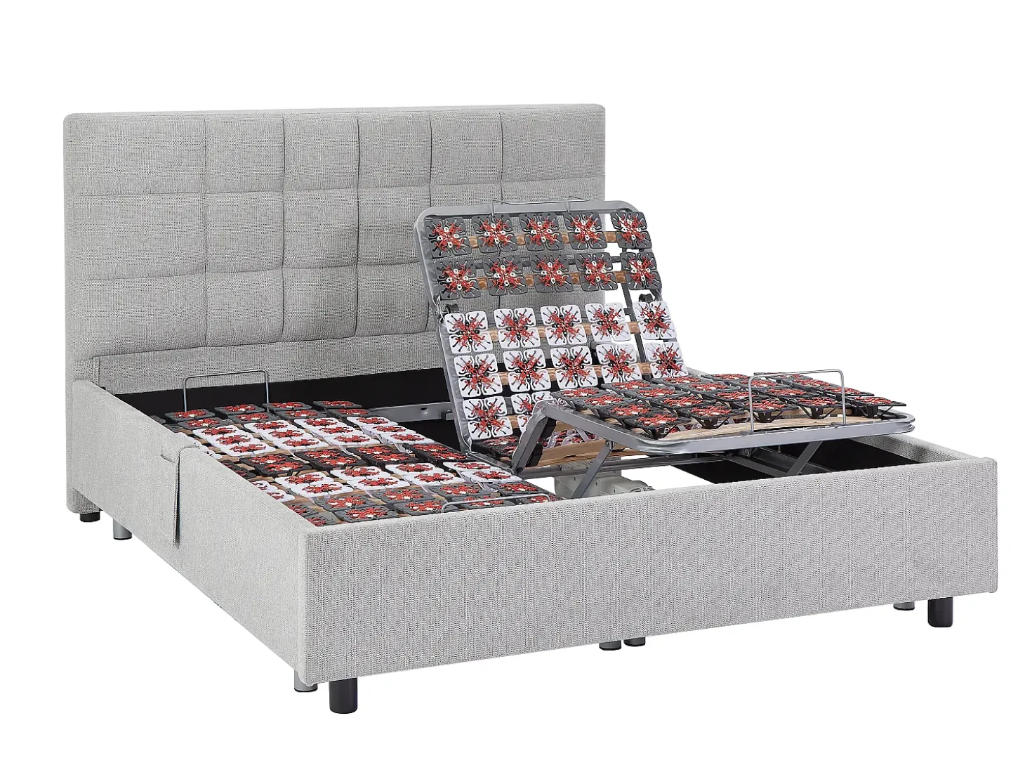 Sommier decorativo elétrico articulado 2x48 terminais, 2x70x190 cm cinza PITUS da DREAMEA