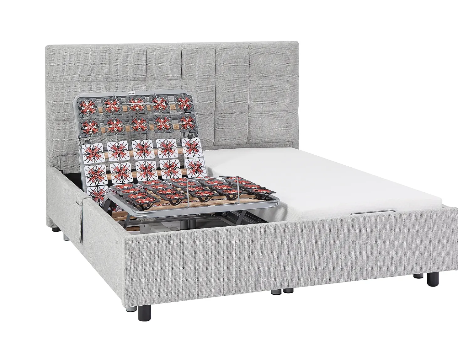 Sommier decorativo elétrico articulado 2x48 terminais, 2x70x190 cm cinza PITUS da DREAMEA