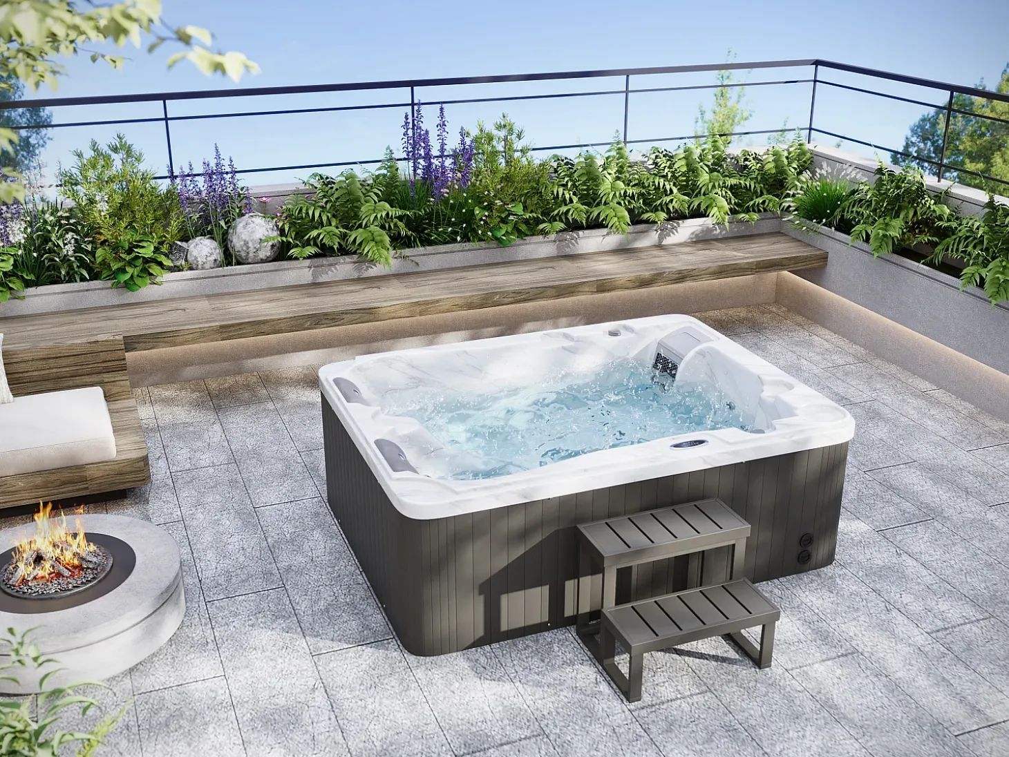 Spa 3 lugares azul 35 jatos C200 x L163 x A80 cm sistema Balboa - MAUPITI III