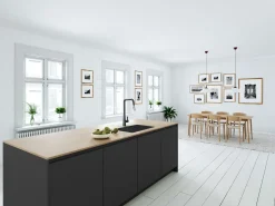 Style Torneira misturadora de cozinha com ducha extraível preto mate e cromado Essebagno