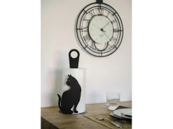 Suporte de mesa de aço para rolos Black Cat, capacidade para 1 rolo, design elegante para sala de estar e cozinha, fabricado na Itália