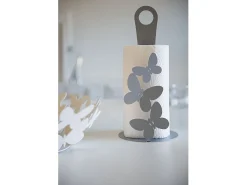 Suporte de rolo de mesa Butterfly branco, aço moderno para até 3 rolos, ideal para banheiro e cozinha, feito na Itália