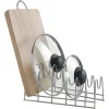 Suporte para Bandejas/Tampas LIDO Metaltex 6 Compartimentos Pega Cinza 28x16x14 cm