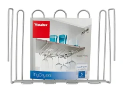 Suporte para copos MY CRISTAL da métaltex - Capacidade para 16 copos - Acabamento em Polytherm® Prateado