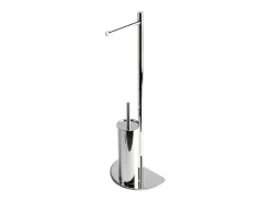 Suporte para papel higiénico e escova de casa de banho em metal "Sophie" com base em formato de crescente
