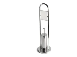 Suporte para papel higiénico e escova de sanita em metal cromado "Amélie" com base redonda