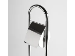 Suporte para papel higiénico e escova de sanita em metal cromado "Amélie" com base redonda