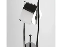 Suporte para papel higiénico e escova de sanita em metal cromado 