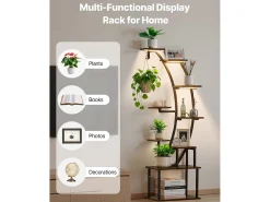 Suporte para Plantas Interior SucceBuy com Lâmpada de Cultivo, Prateleira para Plantas 9 Níveis Metal, 160 cm, 3 Definições de Temporizador