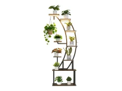 Suporte para Plantas Interior SucceBuy com Lâmpada de Cultivo, Prateleira para Plantas 9 Níveis Metal, 160 cm, 3 Definições de Temporizador