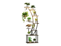 Suporte para Plantas Interior SucceBuy com Lâmpada de Cultivo, Prateleira para Plantas 9 Níveis Metal, 160 cm, 3 Definições de Temporizador