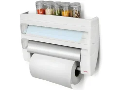 Suporte para Rolos de Cozinha ROLL&ROLL Metaltex Branco Prático Suporte de Parede