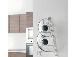 Suporte para Tampas 6 Compartimentos MANGO Metaltex Cinza 23x7x42 cm Polytherm® Metallic