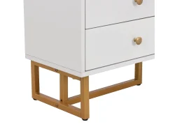 Suporte para TV branco - Suporte para TV para sala de estar com 2 portas texturadas e 4 gavetas - puxadores e pés dourados
