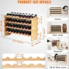 Suporte para Vinhos, SucceBuy Suporte para Vinhos Empilhável de 4 Níveis para 36 Garrafas, Prateleira de Madeira de Bambú Natural