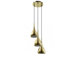 Suspensão com 3 abajures em metal dourado brilhante, L. 36 x A. 138 cm, OSARA