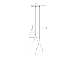 Suspensão com 3 abajures em metal dourado brilhante, L. 36 x A. 138 cm, OSARA