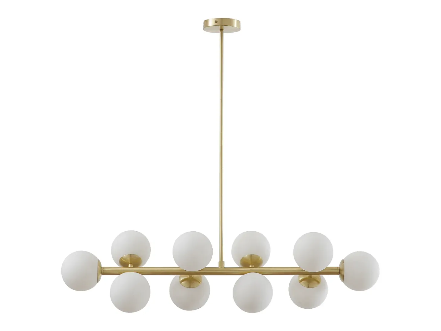 Suspensão em latão dourado e branco 10 globos C.94 x A.88 cm - SOFIA