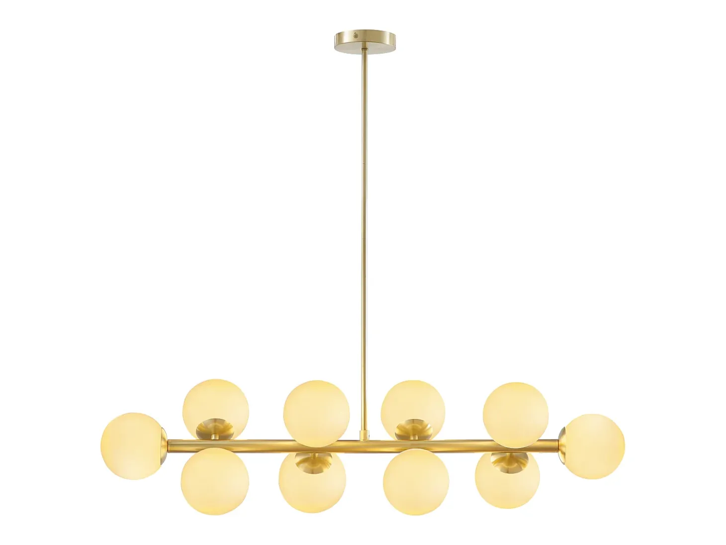 Suspensão em latão dourado e branco 10 globos C.94 x A.88 cm - SOFIA