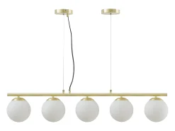 Suspensão em latão dourado e branco com 5 globos - SOFIA