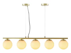 Suspensão em latão dourado e branco com 5 globos - SOFIA