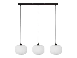 Suspensão em metal e vidro 3 abajures, L. 99 x A. 128 cm, Preto e branco, GLENORA