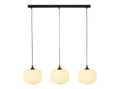 Suspensão em metal e vidro 3 abajures, L. 99 x A. 128 cm, Preto e branco, GLENORA