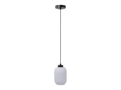 Suspensão preta e vidro branco D.14 x A.120 cm - LOUXOR