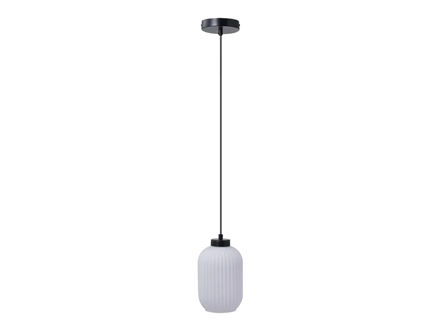 Suspensão preta e vidro branco D.14 x A.120 cm - LOUXOR