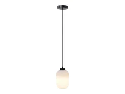 Suspensão preta e vidro branco D.14 x A.120 cm - LOUXOR