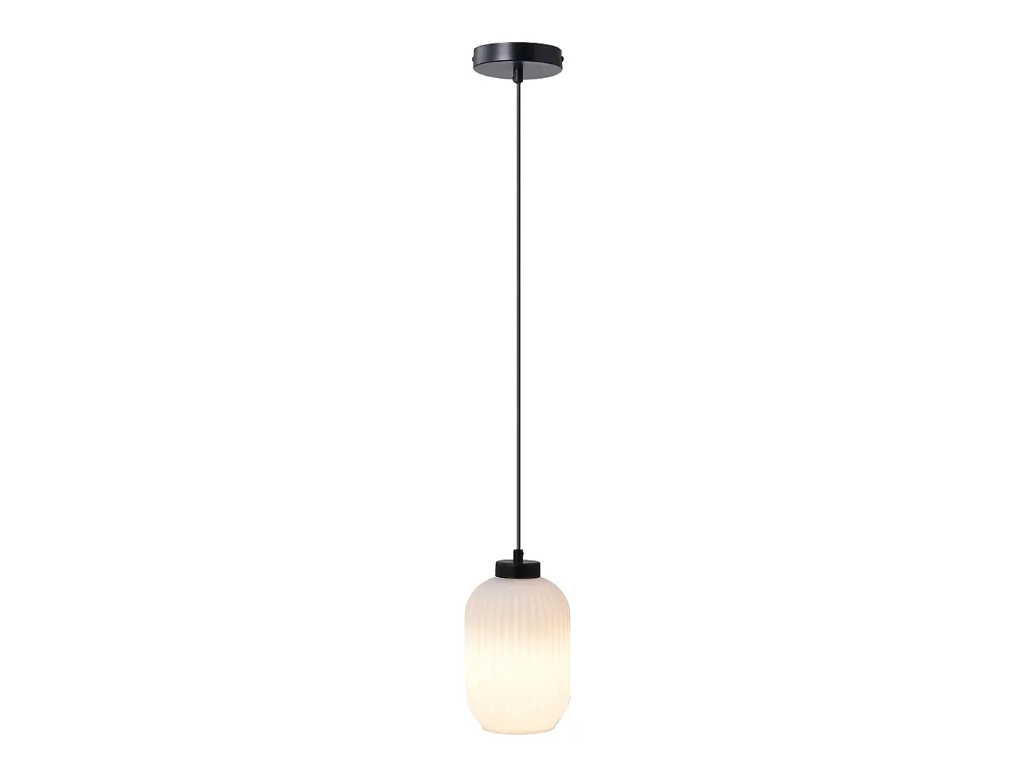 Suspensão preta e vidro branco D.14 x A.120 cm - LOUXOR